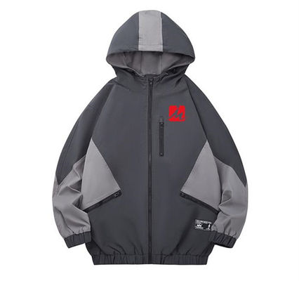 Loose Ordinary Spot Youth Hooded Grey Jacket Waterproof Windbreaker For Men