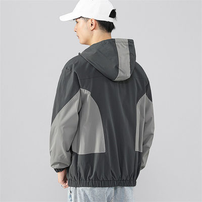 Loose Ordinary Spot Youth Hooded Grey Jacket Waterproof Windbreaker For Men