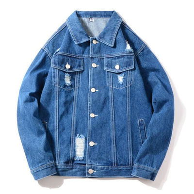 Polyester Cotton Embroidery Denim Jackets Streetwear Casual Riding Jacket