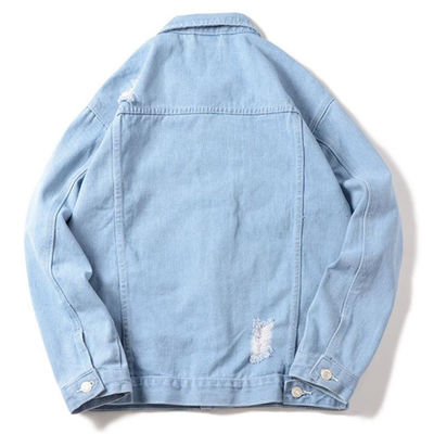 Polyester Cotton Embroidery Denim Jackets Streetwear Casual Riding Jacket