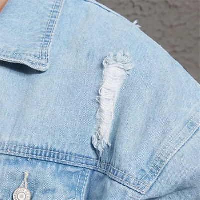 Polyester Cotton Embroidery Denim Jackets Streetwear Casual Riding Jacket