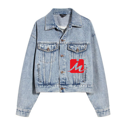 Rhinestone Embroidery Denim Jackets Hollowed Ladies Oversized Jacket