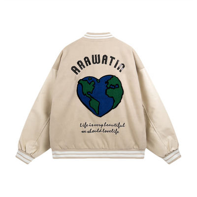 Unisex Embroidery Varsity Jackets Leather Sleeve Bomber Baseball Letterman Jacket