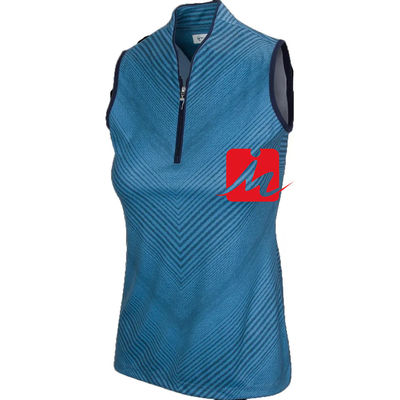 Stand Collar Women Polo Shirt 1/4 Zipper In The Middle Custom Printing Sleeveless