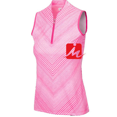 Stand Collar Women Polo Shirt 1/4 Zipper In The Middle Custom Printing Sleeveless