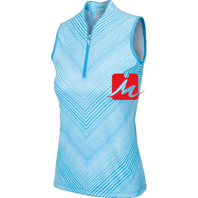 Stand Collar Women Polo Shirt 1/4 Zipper In The Middle Custom Printing Sleeveless