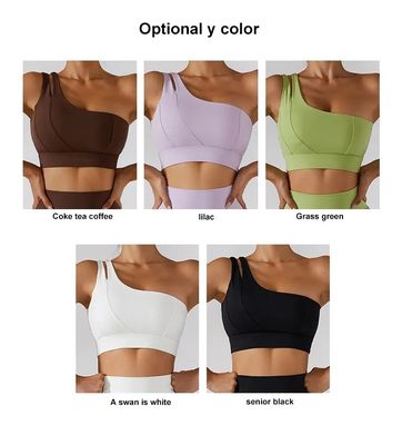 Single Oblique Shoulder Strap Women Yoga Fitness Underwear High Impact Support Tube