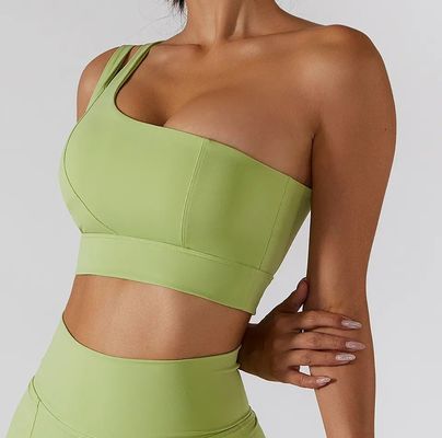 Single Oblique Shoulder Strap Women Yoga Fitness Underwear High Impact Support Tube